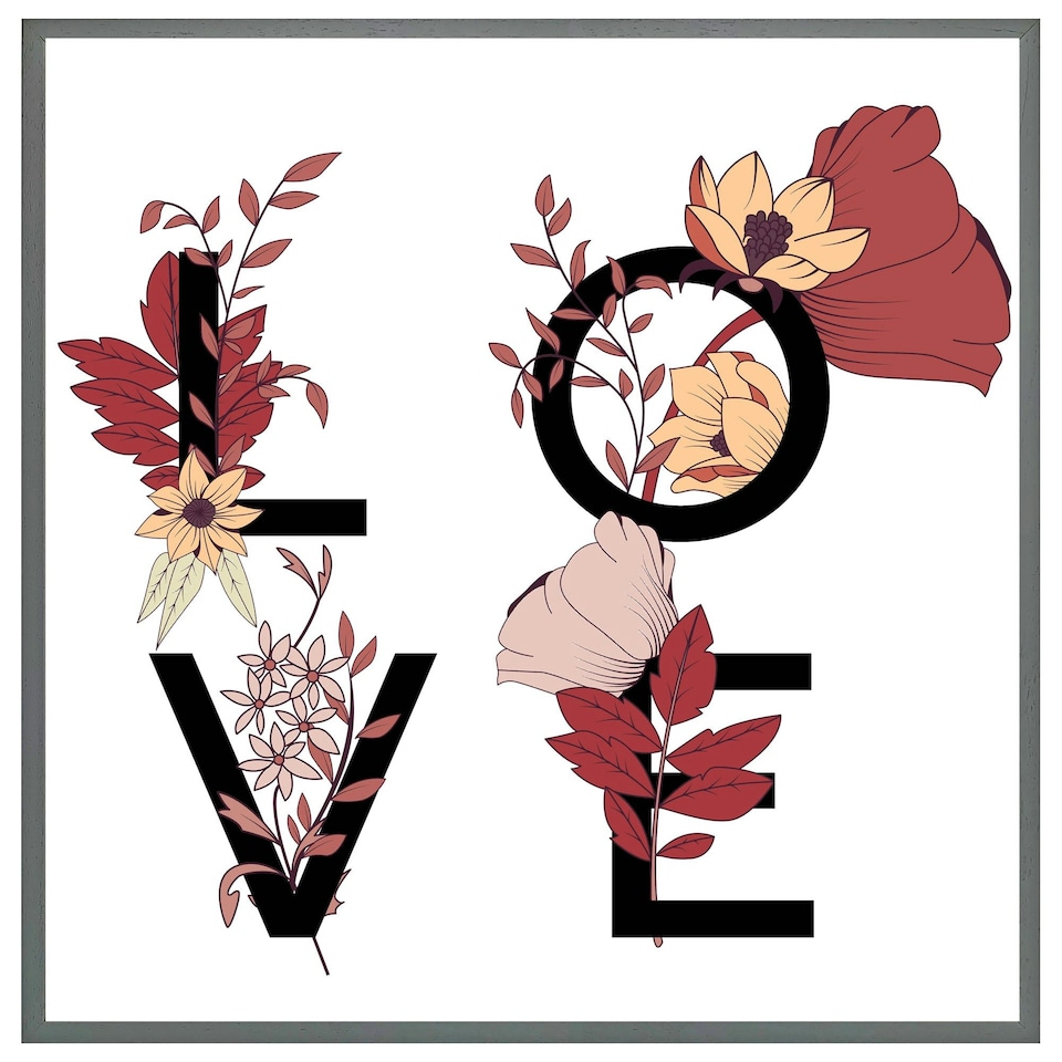 image 1 of Love typography (Picture Frame) Brown | Oak | S