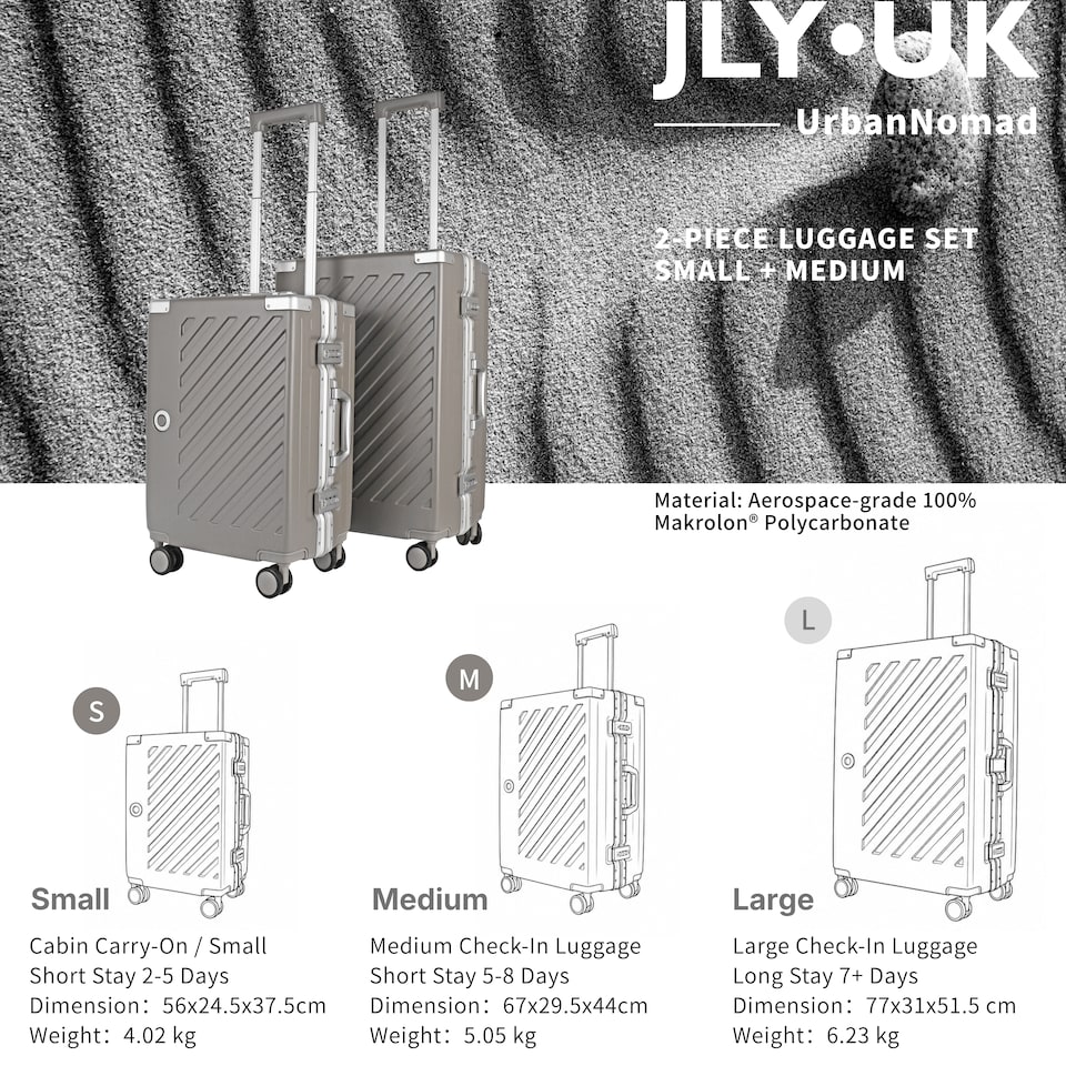 image 1 of Zipperless Suitcase Set, PC Hard Shell, Small & Medium, TSA Lock