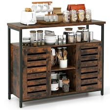 COSTWAY Kitchen Buffet Cabinet Sideboard Storage Cabinet Brown