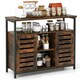 image 1 of COSTWAY Kitchen Buffet Cabinet Sideboard Storage Cabinet Brown