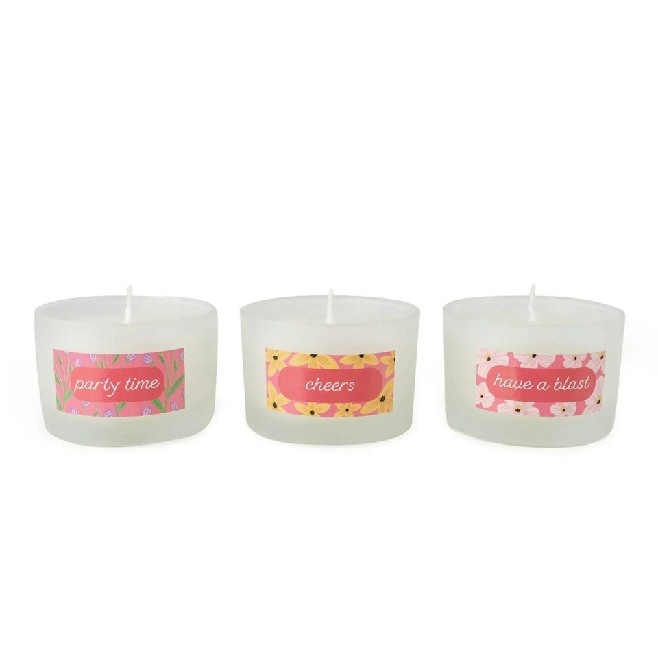image 1 of Candlelight Celebration Set of 3 Candles Gift Box Pink Floral Pink | One Size