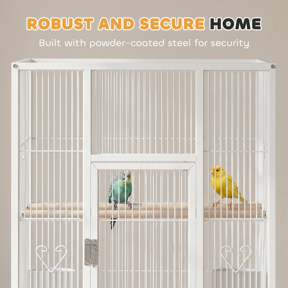 image 1 of PawHut Bird Cage Detachable with Rolling Stand White