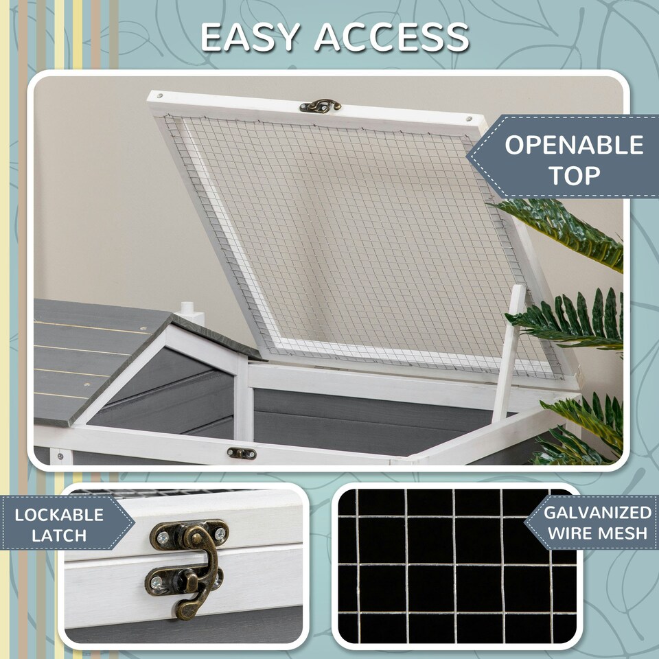 image 1 of PawHut Wooden Tortoise House, Small Pet Reptile with Hide Shelter Den and Run