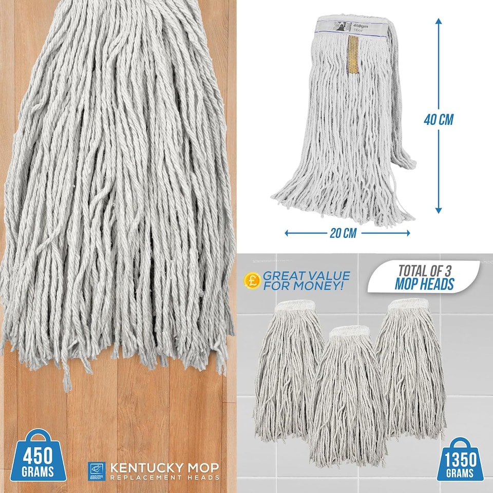 image 1 of Kentucky Mop Heads 16oz Cotton Replacement Heavy Duty Cleaning