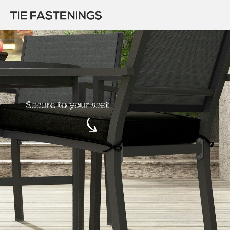 image 1 of Outsunny Set of 4 Outdoor Seat Cushion with Ties, for Patio Furniture, Beige 