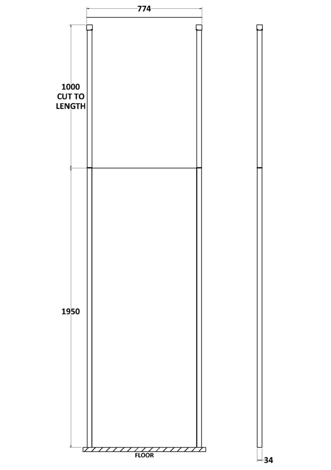 image 1 of Balterley Contemporary Wetroom Screen Aluminium - Wetroom Screen | Black | Matt Black