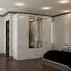 image 2 of Modern 4-Door High Gloss Wardrobe with Soft-Close Mirrors, Gold Accent Handles, Drawers & Shelves – 160cm Wide White | White160cm