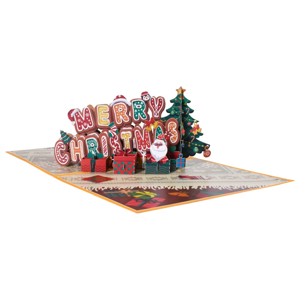 image 1 of Jolly & Bright Gingerbread Themed 3D Pop Up Christmas Card