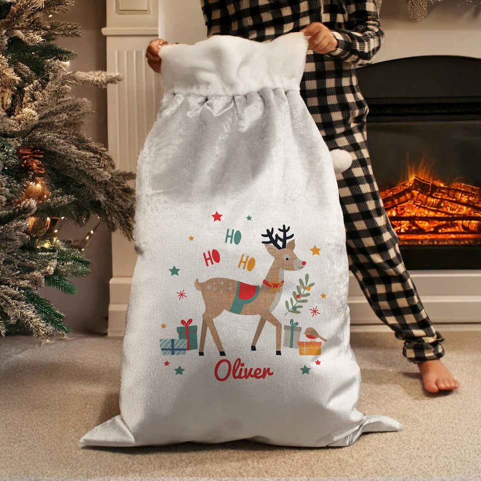 image 1 of Personalised Reindeer Christmas Sack