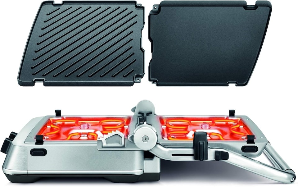 image 1 of Sage The No-mess Waffle Plates, Quick Release Non-Stick Waffle Plates for The BBQ & Press Grill SGR700, Black