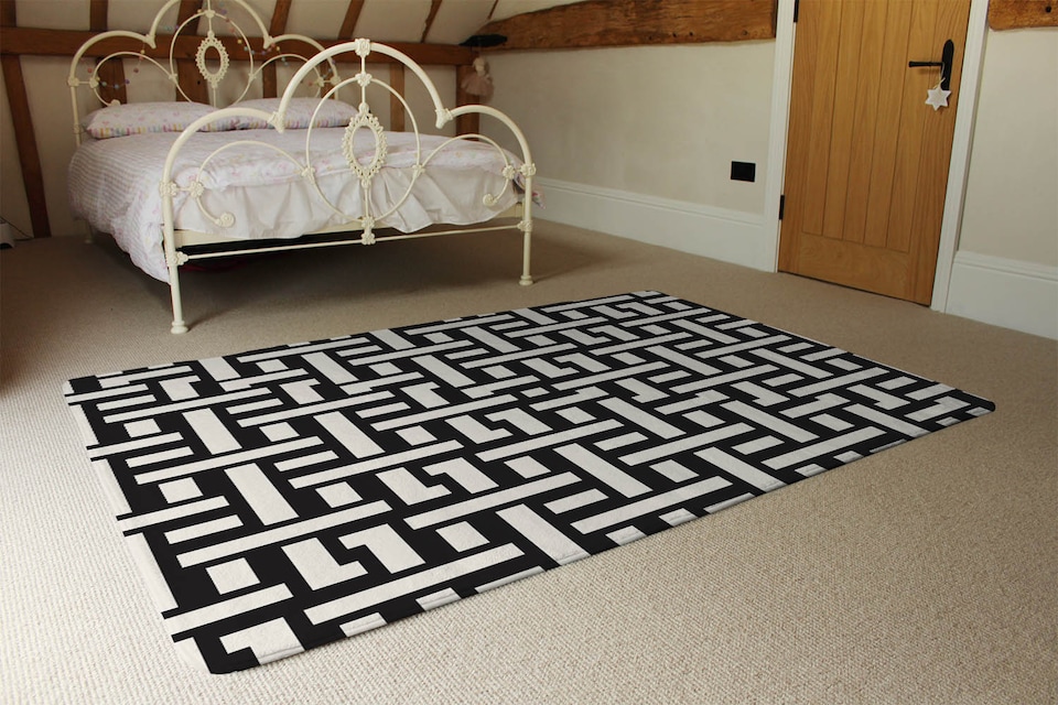image 1 of Woven Pattern Designer Rug | Multi