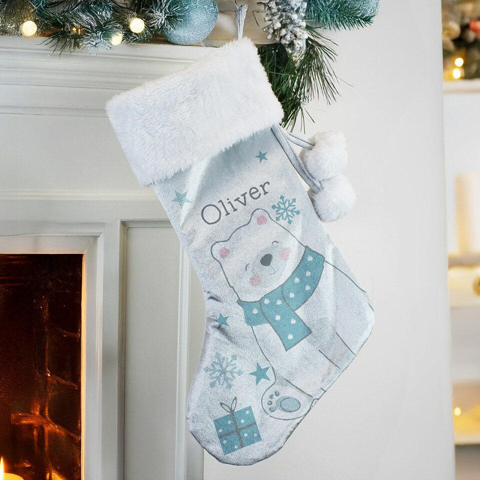 image 1 of Personalised Polar Bear Christmas Stocking