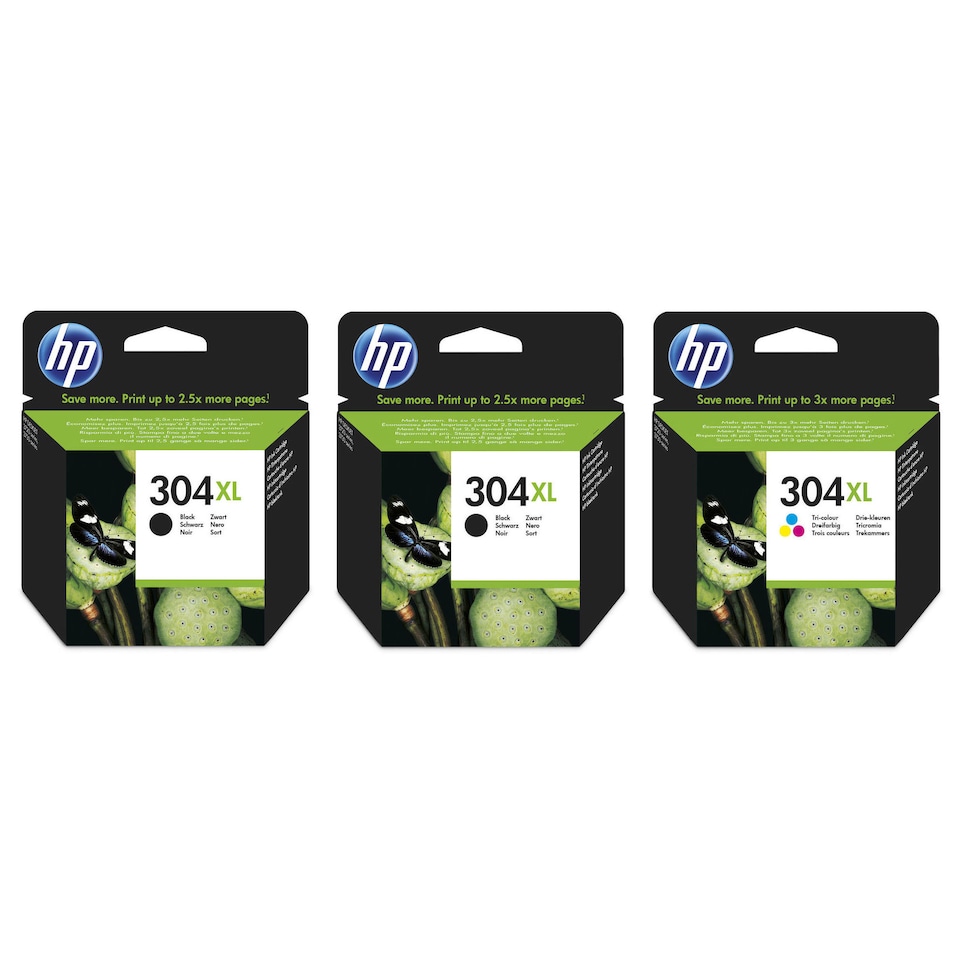 image 1 of 2x HP 304XL Black & 1x Colour Genuine Ink Cartridge