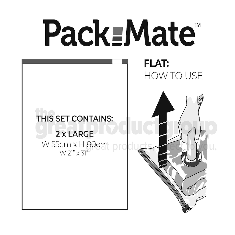 image 1 of Packmate 2pc Large Flat Vacuum Storage Bag Set (55 x 80cm) Clear