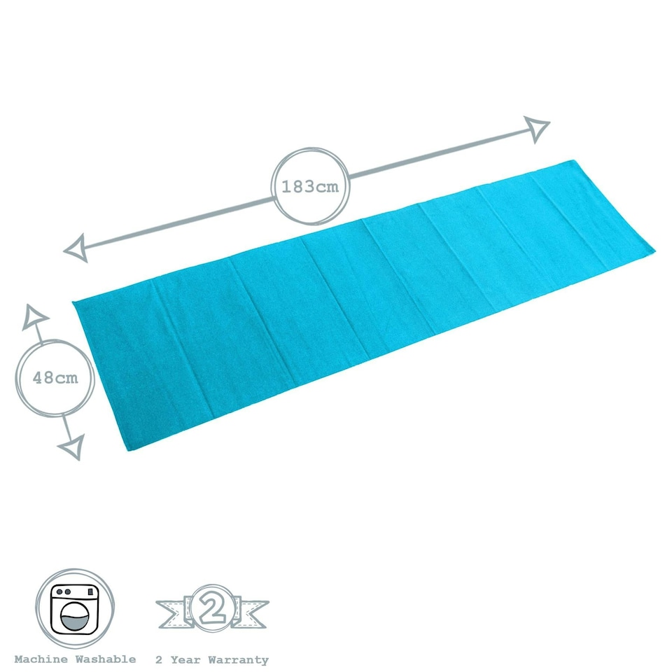 image 1 of Nicola Spring Ribbed Cotton Table Runner - 48 x 183cm - Light Blue Blue