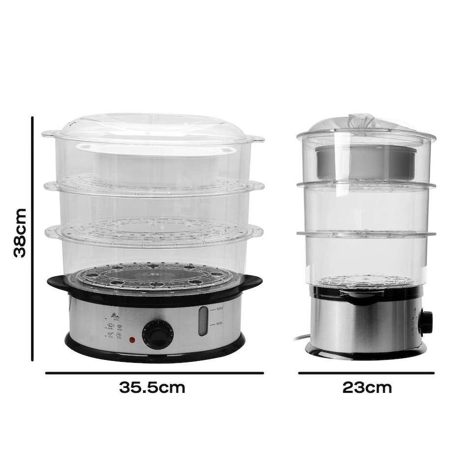 image 1 of Daewoo 9L Capacity, 3 Layer Food Steamer With Rice Bowl