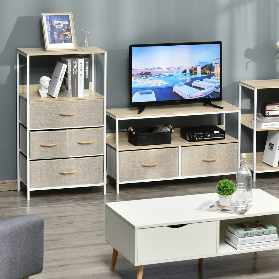 image 1 of HOMCOM 4 Drawer Storage Chest Unit Home with Shelves Home Living Bedroom
