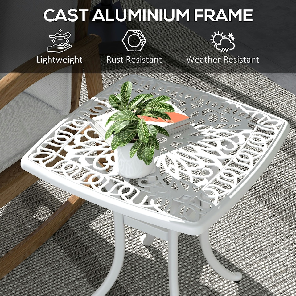 image 1 of Outsunny Cast Aluminium Bistro Table with Umbrella Hole, Bronze Tone