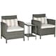 image 1 of Outsunny 3 PC Outdoor Rattan Sofa Set with Chairs Coffee Table Cushion