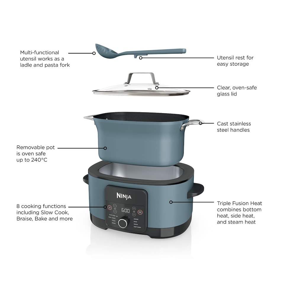 image 1 of Ninja Foodi MC1001UK 8-in-1 Multi Cooker PossibleCooker in Sea Salt Grey