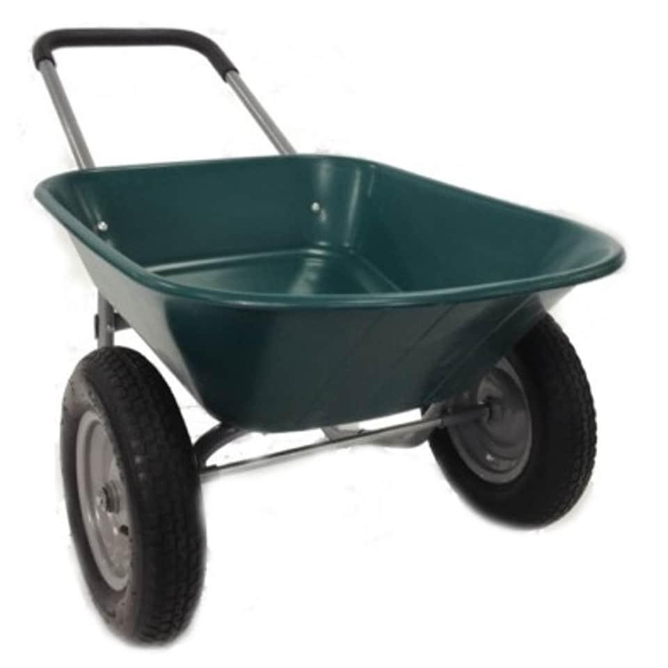 image 1 of Two Wheel Plastic Green Wheelbarrow - 75L/120kg Capacity with Puncture Proof Wheels