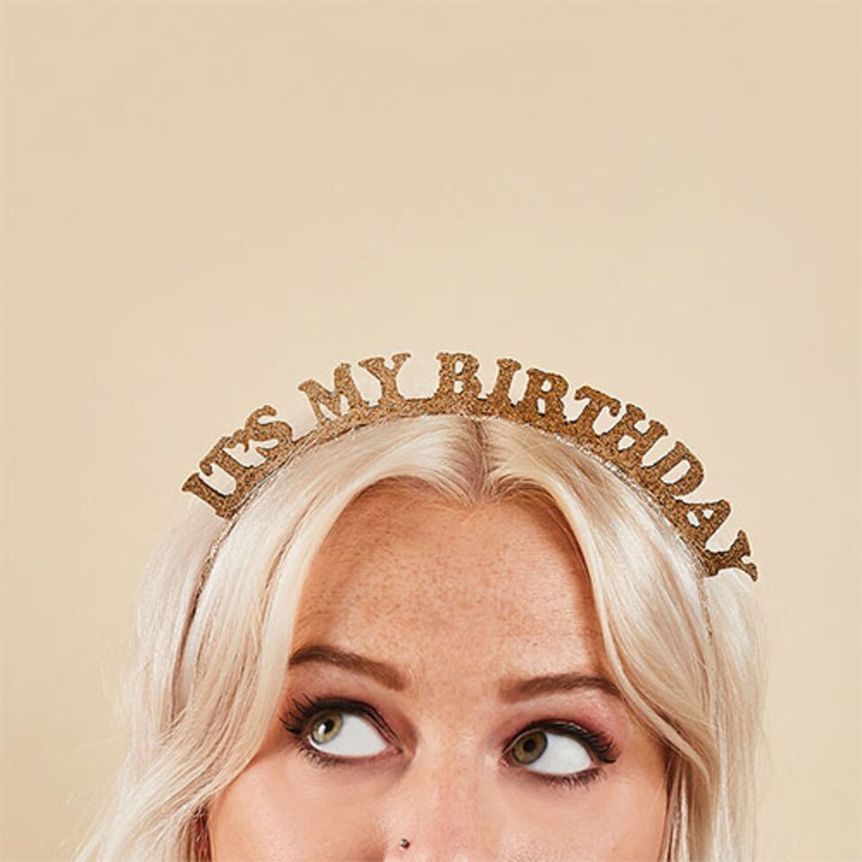 image 1 of Gold 'It's My Birthday' Glitter Headband