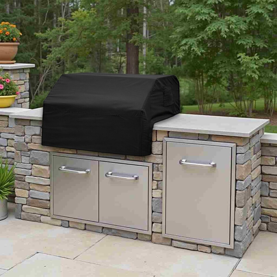 image 1 of Covers&All Built-in Outdoor Grill Cover, Durable 12 Oz Waterproof Cover Max Material with Air Pocket, 48 in W x 27 in D x 26 in H, Black