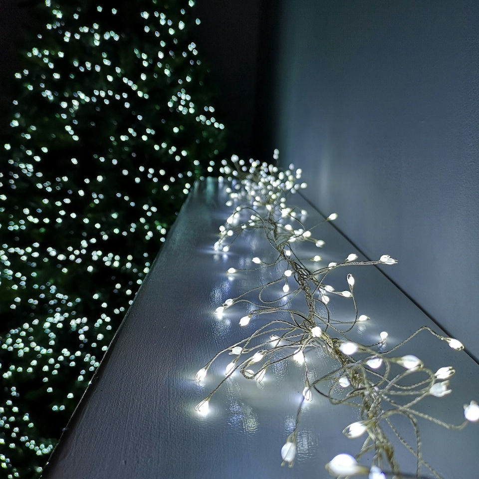 image 1 of 430 LED 2.7m Premier Christmas Outdoor 8 Function Garland Wire Lights Cool White