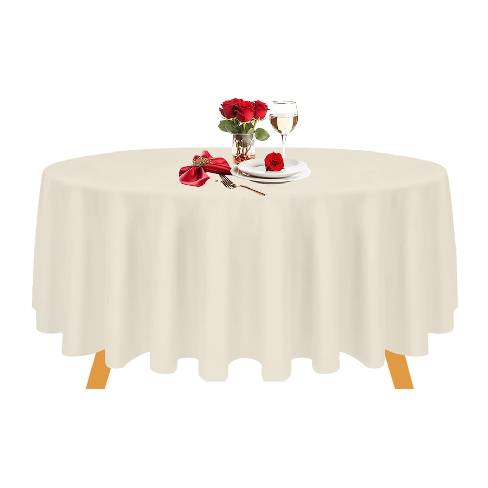 image 1 of Round Polyester Tablecloth, Premium Linen Table Cover - 108 Inch