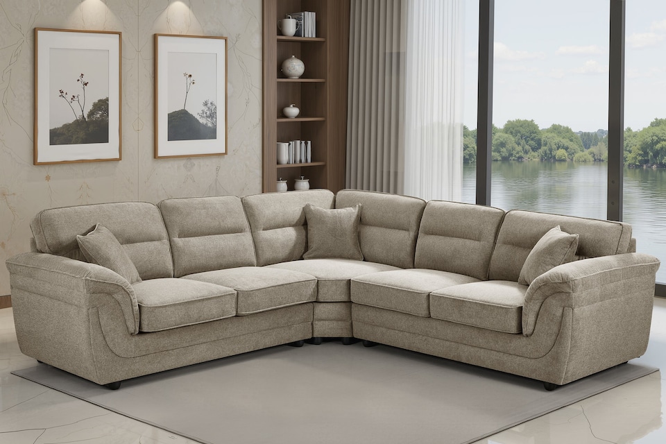 image 1 of Beige Chenille 2C2 Corner Sofa ELLIOT