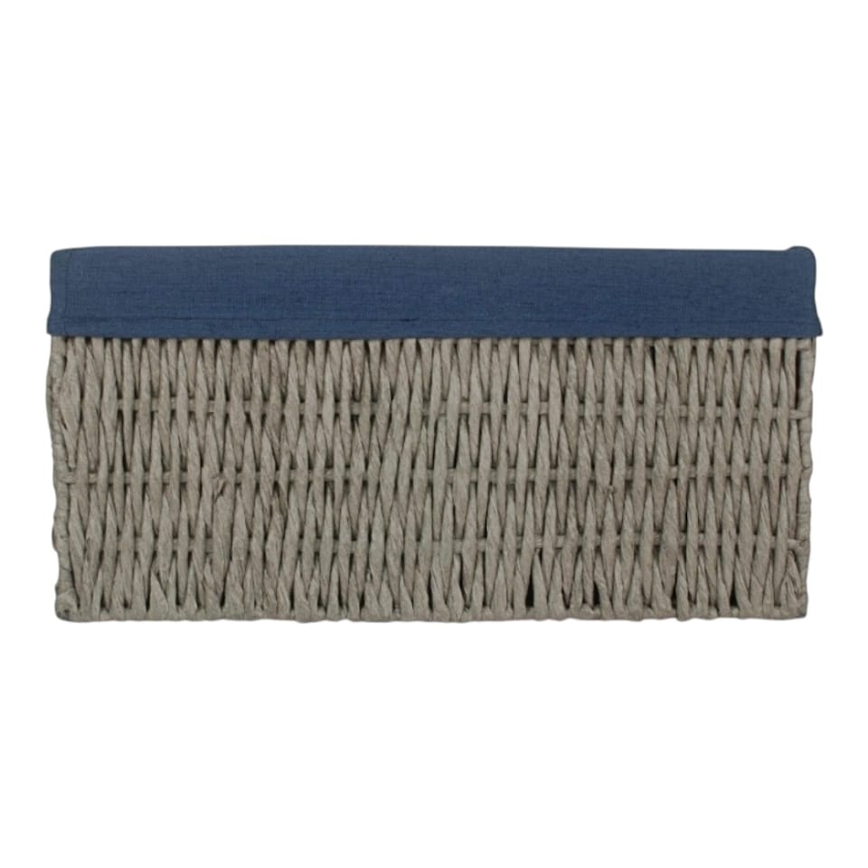 image 1 of Extra Large Paper Rope Storage Basket with Navy Blue Cotton Lining | Blue | Blue | XL