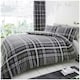 image 1 of Newton Tartan Check Duvet Cover Set Reversible Polycotton Beddings Grey | Double