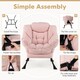 image 4 of COSTWAY Large Lazy Chair Sherpa Upholstered Accent Chair Pink