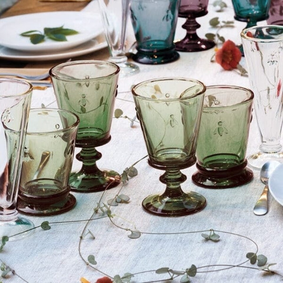 image 1 of La Rochere Bee Stemmed Wine Glass Olive Green 270ml