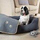 image 2 of Zoon Velour Square Pet Bed - Large Grey | Charcoal Grey | L