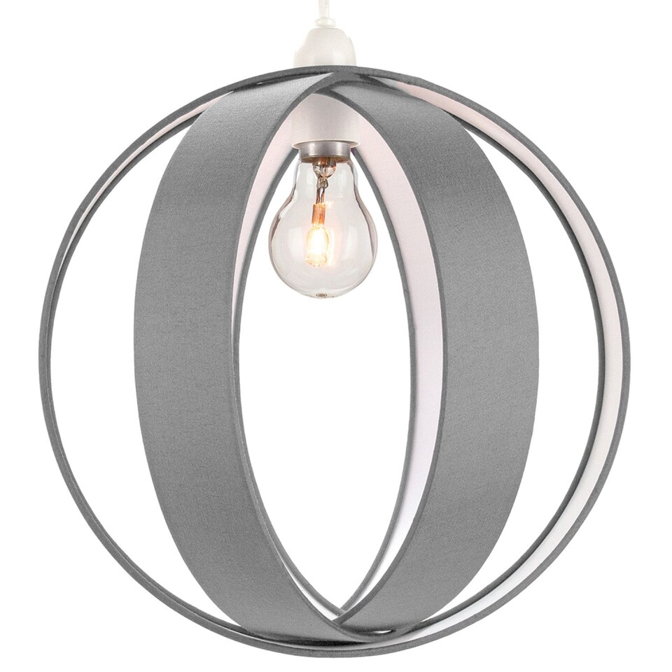image 1 of Modern Grey Faux Silk Fabric Cocoon Globe Design Ceiling Pendant Light Shade | Grey | Grey | 1