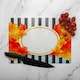 image 2 of Orange & Red Autumn Leaves On Black Stripes Glass Chopping Board | Multi