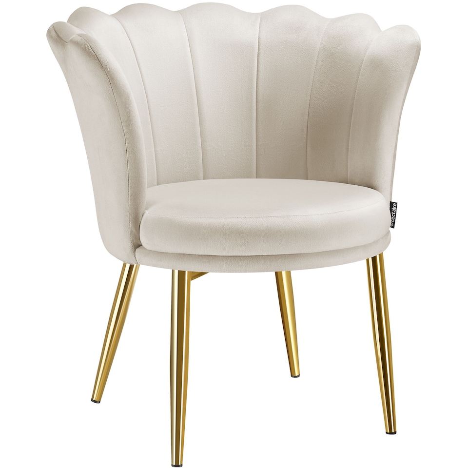 image 1 of Armchair Stella - faux fur or velvet, thick padding, 67x64x76cm | Cream | velvet look cream/gold | One Size | 1
