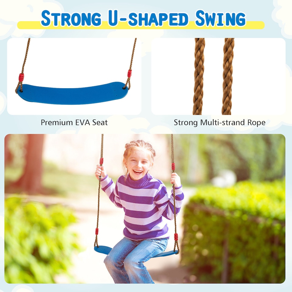 image 1 of COSTWAY 300 kg Heavy Duty Swing Set Backyard Kids Swing Set Indoor & Outdoor Playset