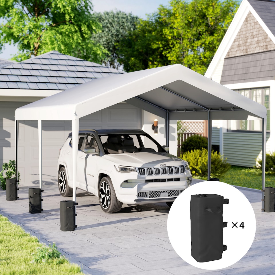 image 1 of Outsunny Set of 4 Heavy Duty Gazebo Weights Bags, 500D Sand Weights, Black | Black | Black | 22 x 22 x 50 cm