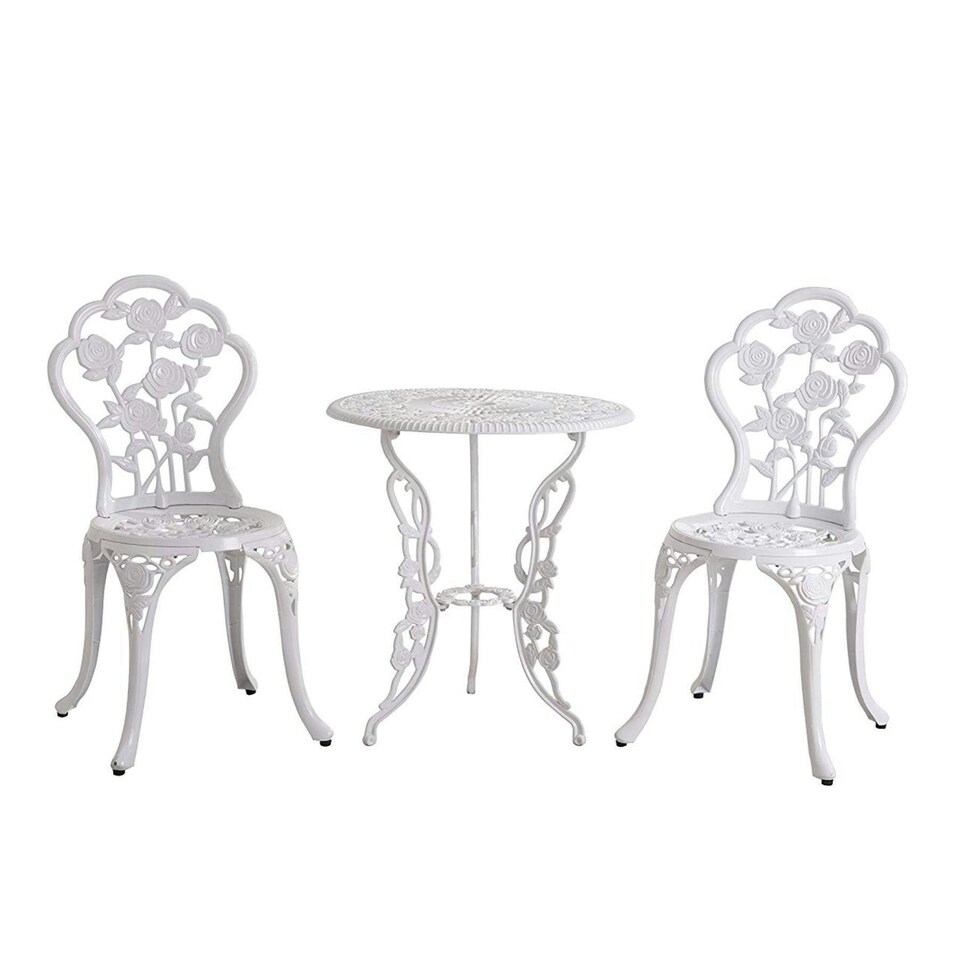 image 1 of Bistro Set Outdoor Patio Garden Furniture Table and 2 Chairs Metal