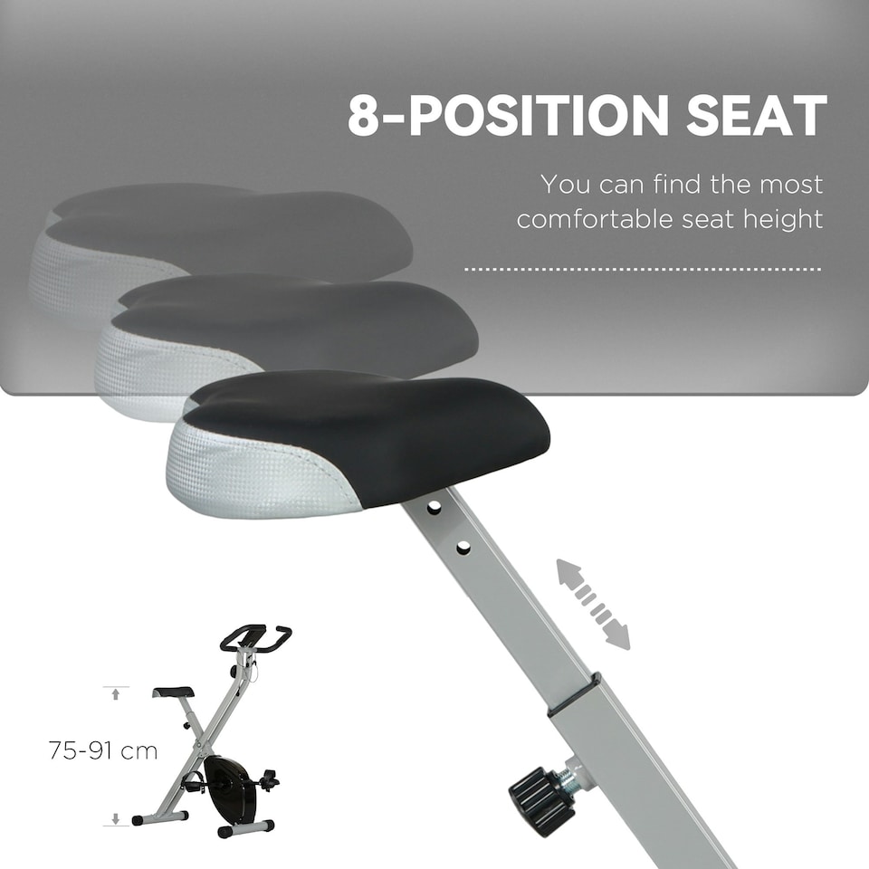 image 1 of SPORTNOW Folding Exercise Bike with Heart-Rate Sensor for Home Use, Black/Grey