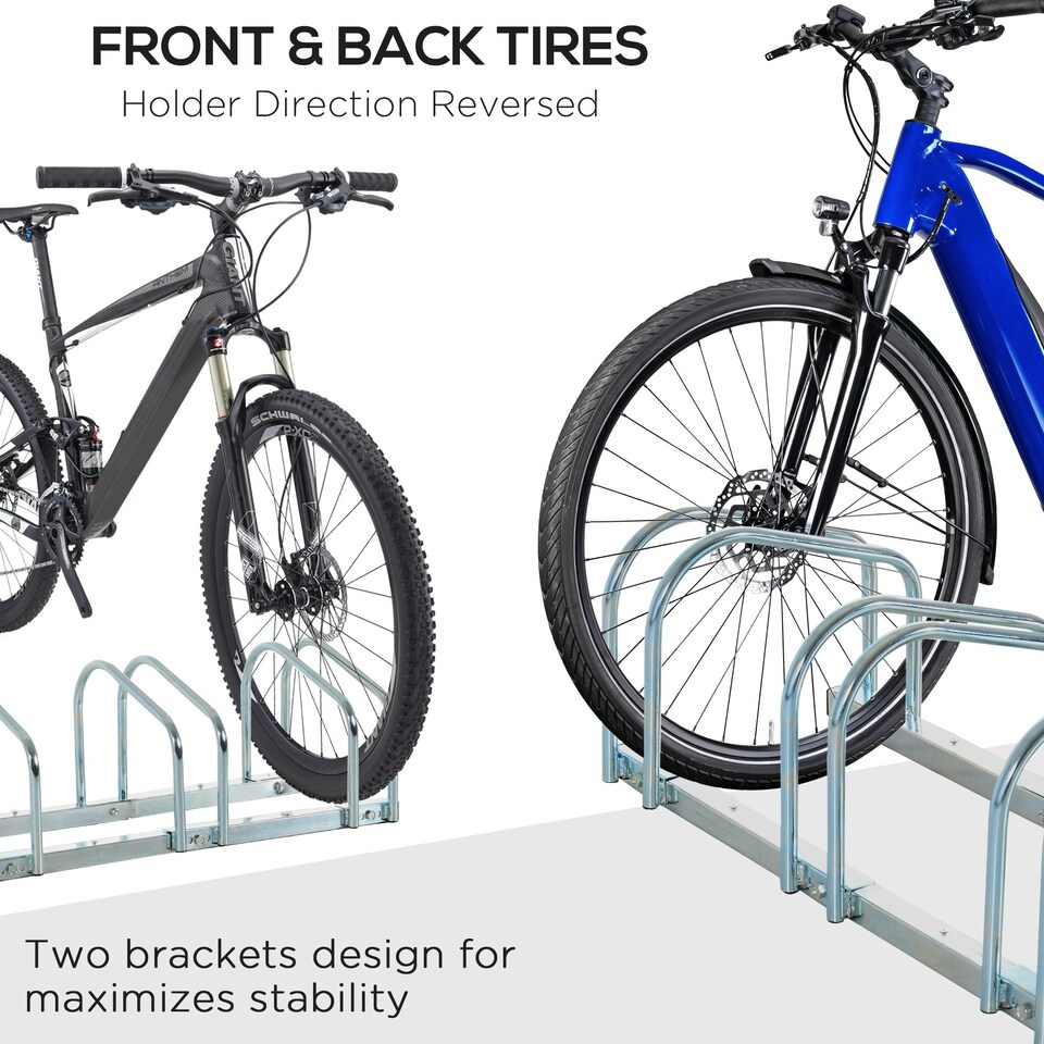 image 1 of HOMCOM Bike Parking Rack Bicycle Locking Storage Stand for 4 Cycling Silver