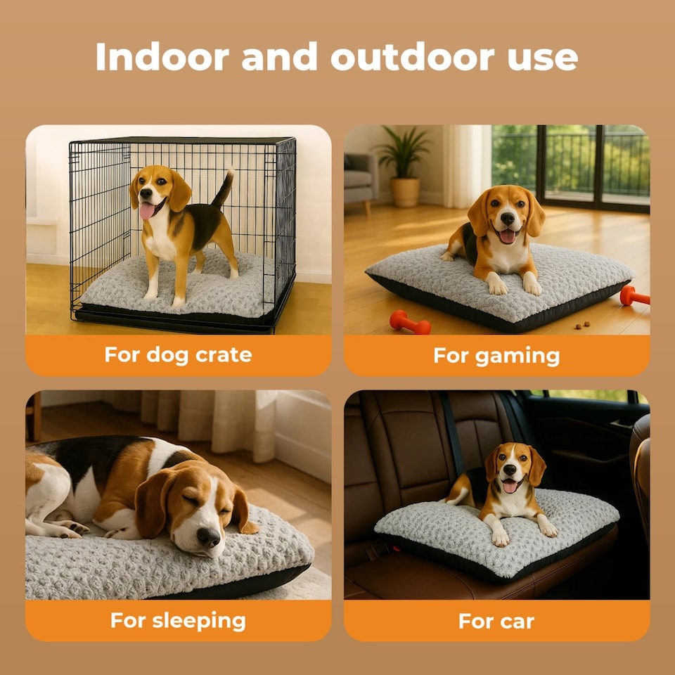 image 1 of Skylos Pet Dog Bed Grey Plush Cushion Mat Washable Soft Comfort Sleeping | Grey | Medium | M