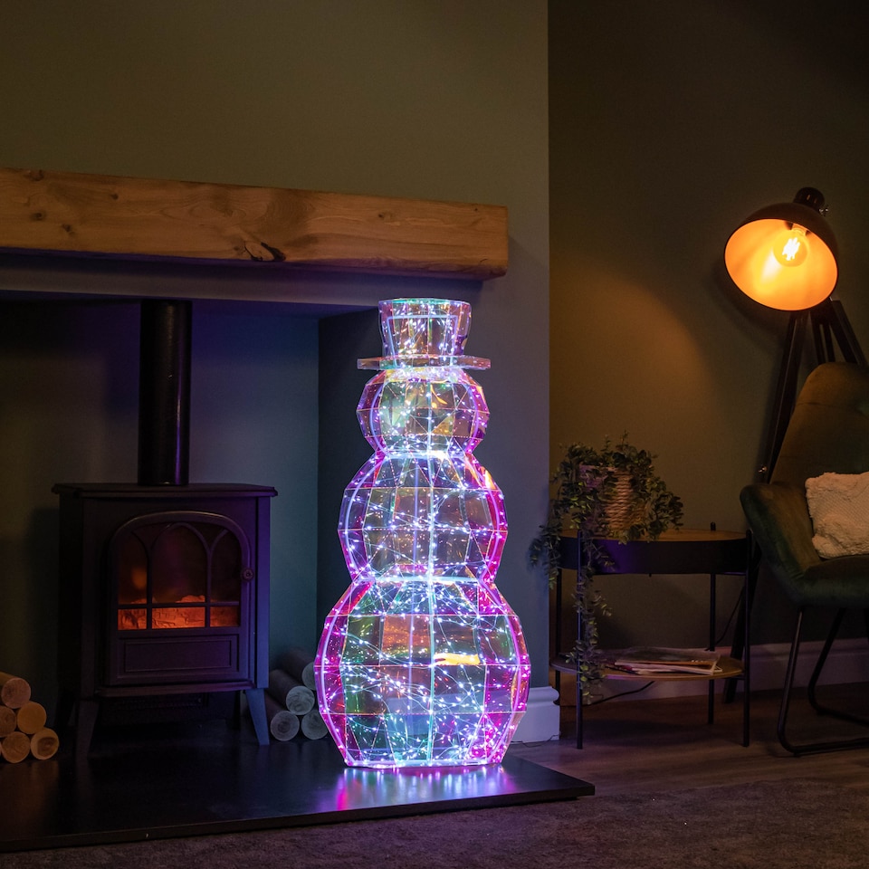 image 1 of 91cm DreamLights Iridescent Christmas Snowman with 400 White LEDs
