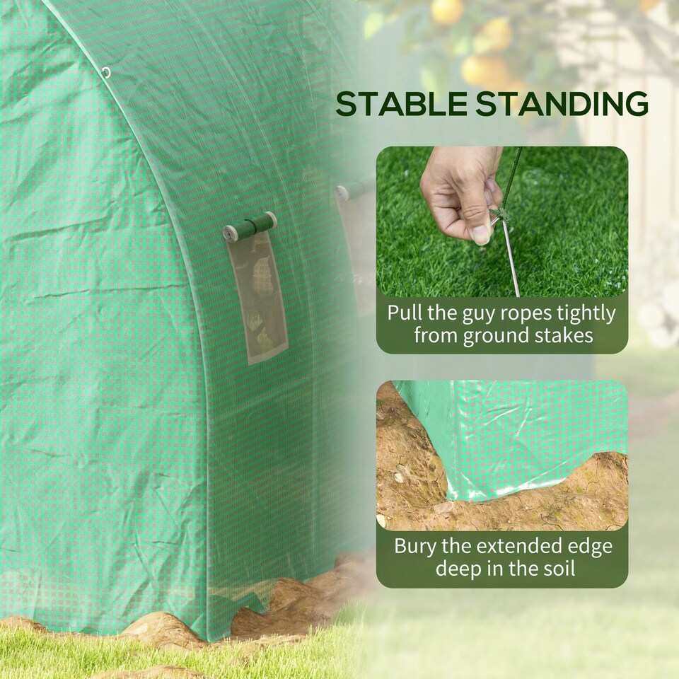 image 1 of Outsunny Polytunnel Green House with Sprinkler System, Wide Door, 4 x 3(m)