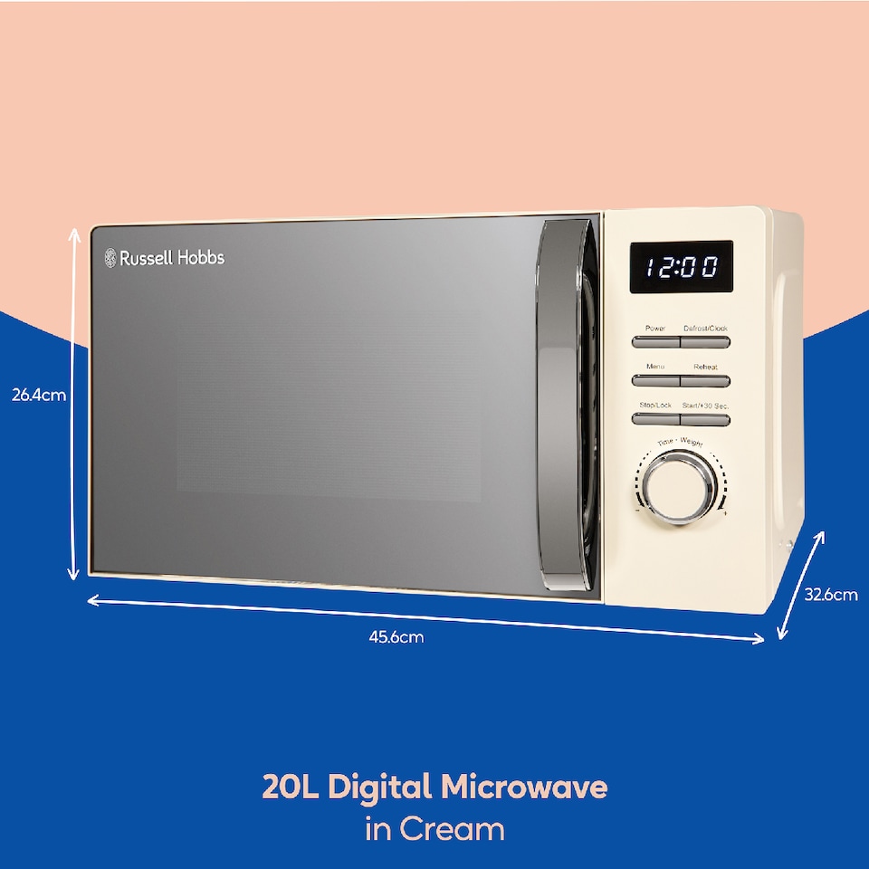 image 1 of Russell Hobbs RHMD818C Cream Microwave 20L Digital Legacy 800W Defrost Function
