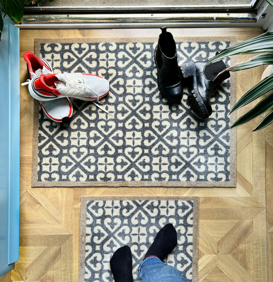 image 1 of My Mat Nylon Indoor Pattern My Harlequin Tile Blue 50x75