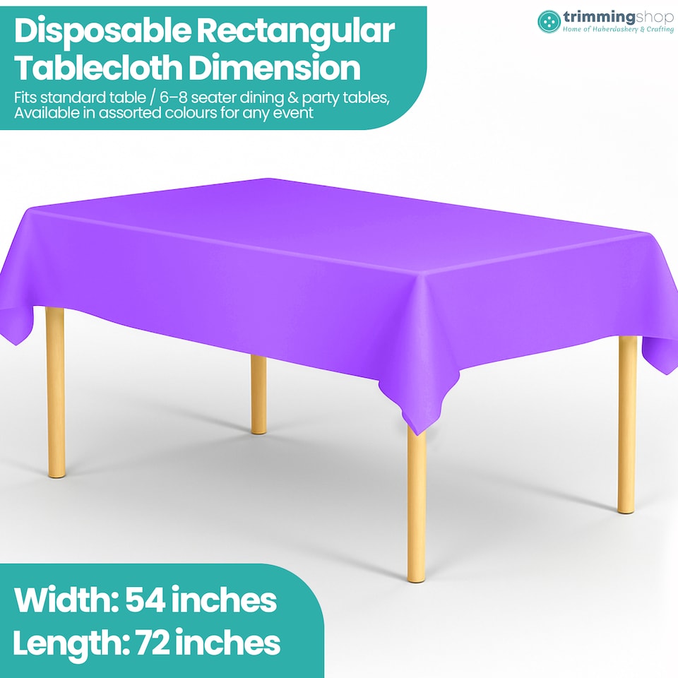 image 1 of Disposable Plastic Table Cover, Table Liner - 54" x 72"