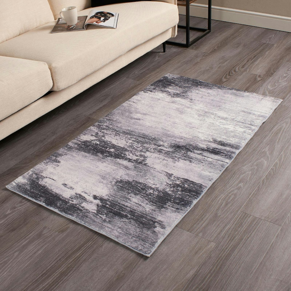 image 1 of OHS Stylish Modern Abstract Carpet Floor Rug, 80x150cm - Grey